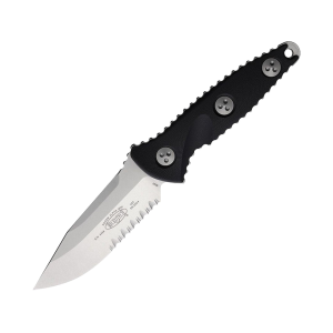Microtech Microtech SOCOM Alpha Mini Fixed Blade Knife 3.75" Partially Serrated Clip Point Bohler M390 Stonewashed Blade G-10 Handle Black - $311.00 at MidwayUSA