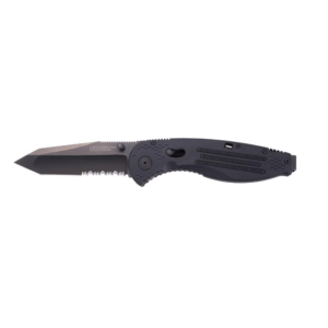 Sog SOG Aegis Mini Folding Pocket Knife 3" Partially Serrated Tanto Point AUS-8 Stainless Steel TiNi Finished Blade GRN Handle Black - $44.46 at MidwayUSA