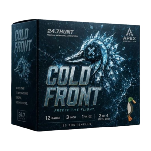 Apex Ammunition Cold Front 2F7 12 Gauge Ammo 3 #2 And #4 Steel Shot 1-1/4 Oz Box Of 25 x Ammunition Cold Front 2F7 12 Gauge 3 #2 And #4 Steel Shot 1-1/4 Oz Box Of 25 Ammo