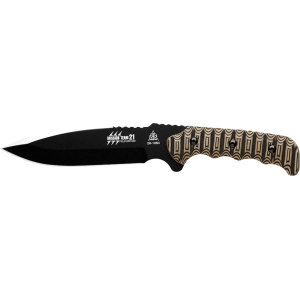 Tops Knives TOPS Knives Heavy Duty Survival Knife Fixed Blade Knife 6.63" Hunter's Point 1095 Black Traction Blade G-10 Handle Black/White - $274.99 at MidwayUSA