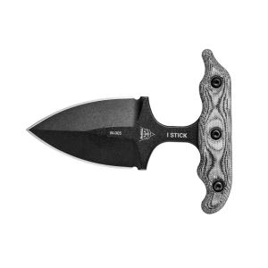 TOPS Knives I Stick Push Dagger Fixed Blade Knife 3.13" Spear Point 1075 Black Traction Blade Canvas Micarta Handle Black - Tops Knives