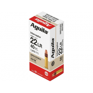 Aguila Interceptor 22LR Ammo 40 Grain Plated Round Nose Case of 1000 (20 Boxes of 50) - Aguila