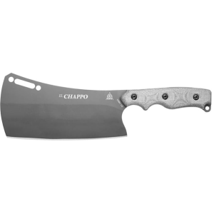TOPS Knives El Chappo Fixed Blade Knife 6" Cleaver 1095 Sniper Gray Blade Micarta Handle Black - Tops Knives