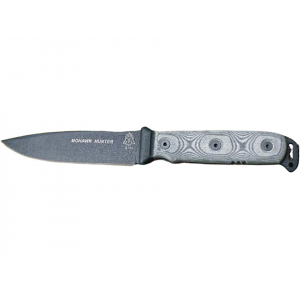 TOPS Knives Mohawk Hunter Fixed Blade Knife 5" Spear Point 1095 Black Traction Blade Linen Micarta Handle Black