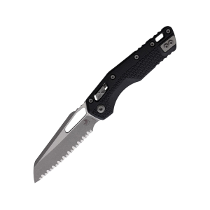 Microtech MSI Pocket Knife 3.88" Fully Serrated Sheepsfoot Bohler M390MK Apocalyptic Blade Polymer Handle Black - Microtech