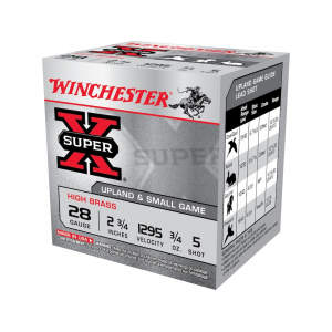 chester Super X High Brass 28 Gauge 2-3/4 #5 Lead Shot 3/4 Oz Case Of 250 (10 Boxes Of 25) Ammo