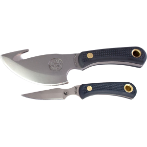 Knives of Alaska Light Hunter Combo Fixed Blade Knife Set Rubber Handles Black with Light Hunter Mini Skinner/Cleaver Knife, Cub Bear Caping Knife and Leather Sheath - Knives Of Alaska