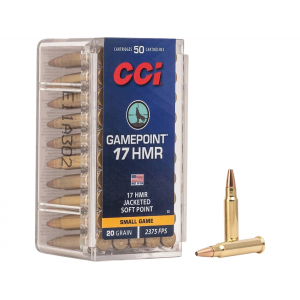 CCI Gamepoint 17 Hornady Magnum Rimfire (hmr) Ammo 20 Grain Jacketed Soft Point Case Of 500 (10 Boxes Of 50) 076683500526 292991