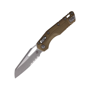 Microtech MSI Pocket Knife 3.88" Partially Serrated Sheepsfoot Bohler M390MK Apocalyptic Blade Polymer Handle Flat Dark Earth - Microtech