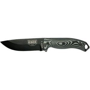 ESEE Knives ESEE-5 3D Fixed Blade Knife 5.25" Drop Point 1095 Black Blade G-10 Handle Black/Gray - Esee Knives