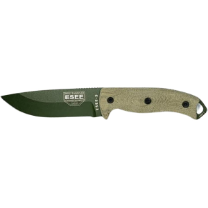 ESEE Knives ESEE-5 3D Fixed Blade Knife 5.25" Drop Point 1095 Olive Drab Blade Micarta Handle Green - Esee Knives