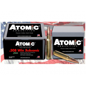 mic Match Subsonic 308 Winchester 175 Grain Jacketed Hollow Point Box Of 100 Ammo