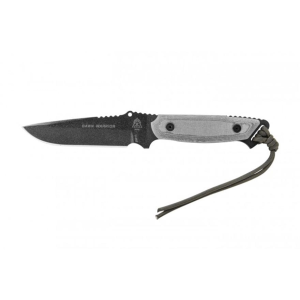 TOPS Knives Dawn Warrior Fixed Blade Knife 5.5" Clip Point 1095 Black Traction Blade Linen Micarta Handle Black - Tops Knives