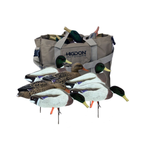 HIGDON Magnum Field Duck Full-Body Flocked Head Mallard Duck Decoy with Slot Bag Polymer 6PK