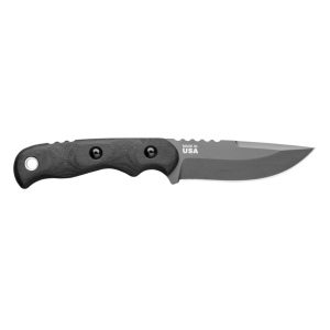 TOPS Knives Tex Creek Fixed Blade Knife 4.19" Drop Point 1095 Sniper Gray Blade Canvas Micarta Handle Black - Tops Knives