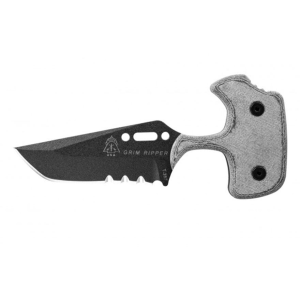 TOPS Knives Grim Ripper Fixed Blade Knife 3.75" Clip Point 1095 Black Traction Blade Linen Micarta Handle Black - Tops Knives
