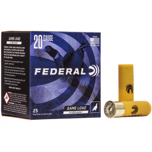 Federal Game Load Upland Hi-Brass 20 Gauge Ammo 2-3/4" #5 Lead Shot 1 oz Case of 250 (10 Boxes of 25) - Federal Premium