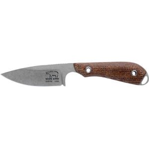 White River Knives M1 Caper Fixed Blade Knife 3" Drop Point CPM S35VN Stonewashed Blade Burlap Micarta Handle Natural - White River Knives
