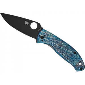 Spyderco Tenacious Pocket Knife 3.35" Clip Point D2 Black Blade Titanium Handle Disarray - Spyderco