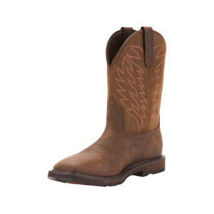 Ariat Groundbreaker Wide Square Toe Work Boots Leather Dark Brown Men's 11 D - Ariat