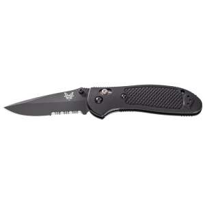 Benchmade 551 Griptilian Pocket Knife 3.45" Partially Serrated Drop Point CPM S30V Black Blade Glass Reinforced Nylon (GRN) Handle Black