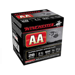 Winchester AA Super Sport Sporting Clays 28 Gauge Ammo 2-3/4" #7-1/2 Lead Shot 3/4 oz Case of 250 (10 Boxes of 25) - Winchester