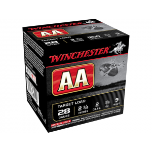 Winchester AA Target 28 Gauge Ammo 2-3/4" #9 Lead Shot 3/4 oz Case of 250 (10 Boxes of 25) - Winchester