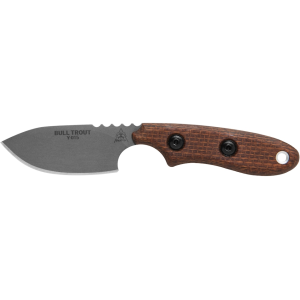 TOPS Knives Bull Trout Fixed Blade Knife 2.75" Drop Point 154CM Tumble Blade Micarta Handle Brown - Tops Knives