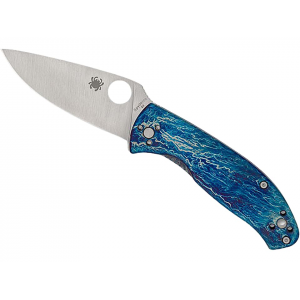 Spyderco Tenacious Pocket Knife 3.35" Clip Point D2 Satin Blade Titanium Handle Disarray - Spyderco