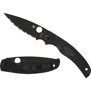 Spyderco Native Chief Folding Knife 4.02" Fully Serrated Drop Point CTS BD1N Black Blade Fiberglass Reinforced Nylon (FRN) Handle Black - Spyderco