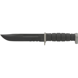 KA-BAR D2 Extreme Fixed Blade Knife 7" Partially Serrated Clip Point D2 Black Blade Kraton Handle Black