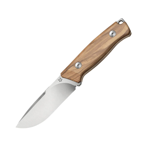 Fox Knives Rifle Windage Fixed Blade Knife 4.21" Drop Point BECUT Satin Blade Olive Wood Handle Wood - Fox Knives