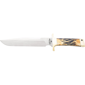 Bear & Son Freedom Fighting Bowie Fixed Blade Knife 8" Clip Point D2 Satin Blade Bone Handle - Bear & Son