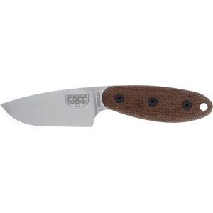 ESEE Knives Sencillo 3D Fixed Blade Knife 3" Drop Point A2 Stonewashed Blade Burlap Micarta Handle Brown - Esee Knives
