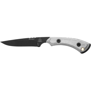 TOPS Knives Skinat Fixed Blade Knife 3.88" Drop Point 1095 Black Traction Blade Linen Micarta Handle Gray - Tops Knives