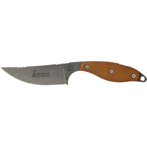 TOPS Knives Lioness Rockies Edition Fixed Blade Knife 4.13" Drop Point 1095 Tumbled Satin Blade Canvas Micarta Handle Tan - Tops Knives
