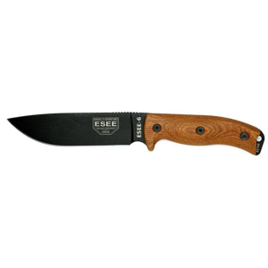 ESEE Knives ESEE-6 3D Fixed Blade Knife 6.5" Drop Point 1095 Black Blade Micarta Handle Natural - Esee Knives