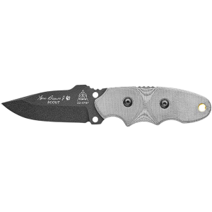 TOPS Knives Tom Brown Tracker Scout Fixed Blade Knife 3.25" Drop Point 1095 Black Traction Blade Linen Micarta Handle Black - Tops Knives