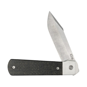 Case Longhouse Pocket Knife 3" Modified Clip Point CPM 20CV Stonewashed Blade Micarta Handle Black - Case