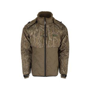 Drake Men's LST Guardian Flex Double Down Eqwader Hooded Jacket Mossy Oak Bottomland Medium - Drake