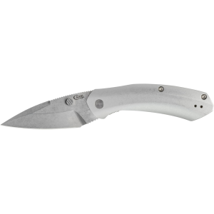 Case Westline Assisted Opening Pocket Knife 3.2" Modified Drop Point CPM S35VN Stonewashed Blade Aluminum Handle Silver - Case