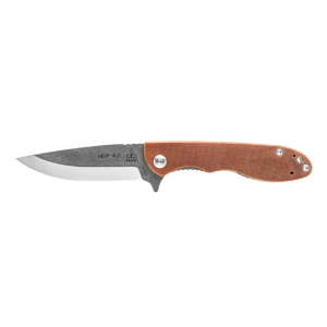 TOPS Knives Mini Scandi 4.0 Pocket Knife 3.25" Drop Point N690Co Tumble Blade Micarta Handle Tan - Tops Knives