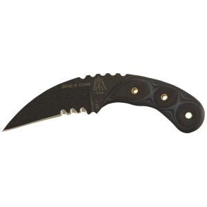 TOPS Knives Devil's Claw Fixed Blade Knife 2.75" Karambit 1095 Black Traction Blade G-10 Handle Black/Blue - Tops Knives