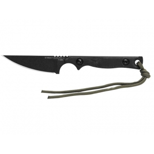 TOPS Knives Street Scalpel 2.0 Fixed Blade Knife 3.13" Drop Point 1095 Black Traction Blade Canvas Micarta Handle Black