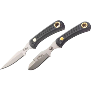 Knives of Alaska Muskrat/Cub Bear Combo Fixed Blade Knife Set Rubber Handles Black with Muskrat Knife, Cub Bear Caping Knife and Leather Sheath - Knives Of Alaska
