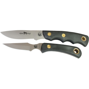 Knives of Alaska Alpha Wolf/Cub Bear Combo Fixed Blade Knife Set Rubber Handles with Alpha Wolf Drop-Point Hunter Knife, Cub Bear Caping Knife and Leather Sheath - Knives Of Alaska