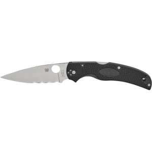 Spyderco Native Chief Folding Knife 4.02" Partially Serrated Drop Point CTS BD1N Satin Blade Fiberglass Reinforced Nylon (FRN) Handle Black - Spyderco