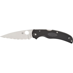 Spyderco Native Chief Folding Knife 4.02" Fully Serrated Drop Point CTS BD1N Satin Blade Fiberglass Reinforced Nylon (FRN) Handle Black - Spyderco