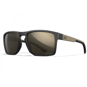 Wiley X Men's WX Founder Sunglasses Matte Black/Tan Frame Captivate Tungsten Mirror Lens - Wiley X