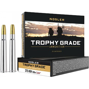 NOSLER Safari 375 H&h Magnum Ammo 300 Grain NOSLER Solid Solid Round Nose Lead Free Box Of 20